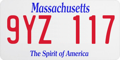 MA license plate 9YZ117