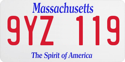 MA license plate 9YZ119