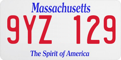 MA license plate 9YZ129