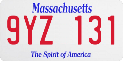 MA license plate 9YZ131