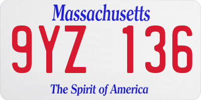 MA license plate 9YZ136