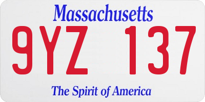 MA license plate 9YZ137