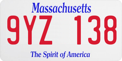 MA license plate 9YZ138