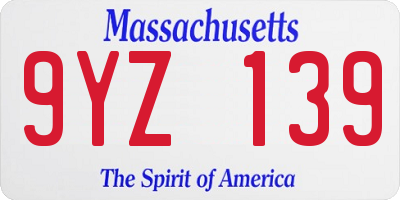 MA license plate 9YZ139