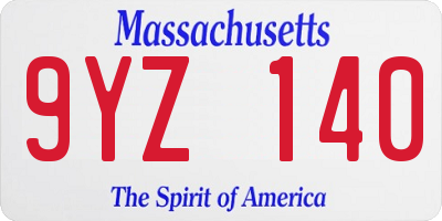 MA license plate 9YZ140