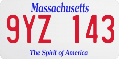 MA license plate 9YZ143