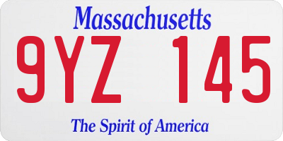 MA license plate 9YZ145
