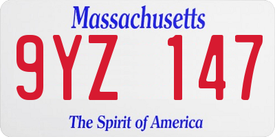 MA license plate 9YZ147