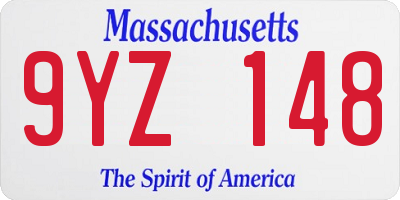 MA license plate 9YZ148