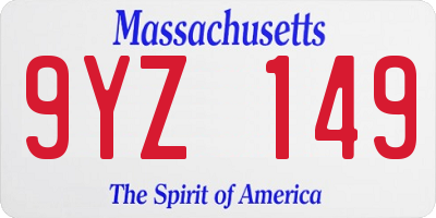MA license plate 9YZ149