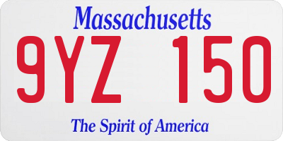 MA license plate 9YZ150