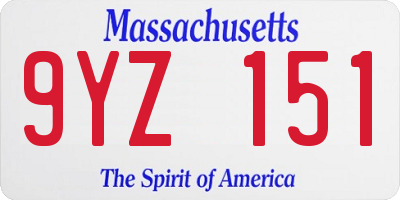 MA license plate 9YZ151