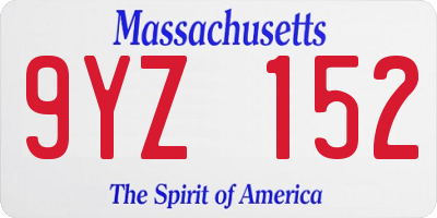 MA license plate 9YZ152