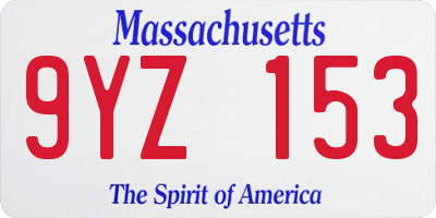 MA license plate 9YZ153