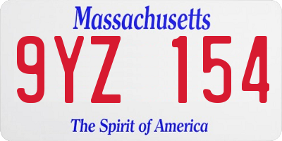 MA license plate 9YZ154