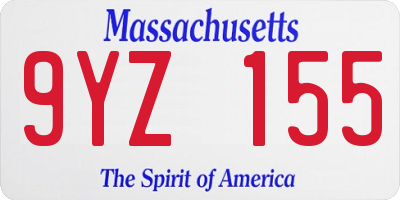 MA license plate 9YZ155