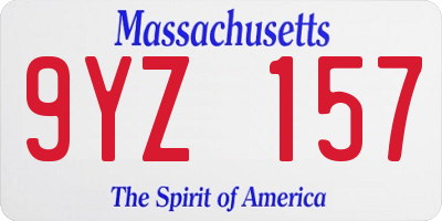 MA license plate 9YZ157