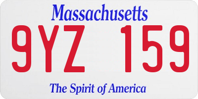 MA license plate 9YZ159