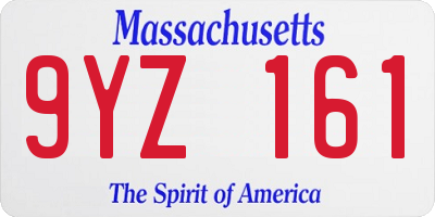 MA license plate 9YZ161
