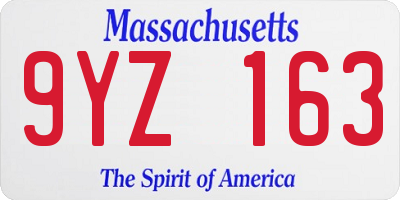 MA license plate 9YZ163