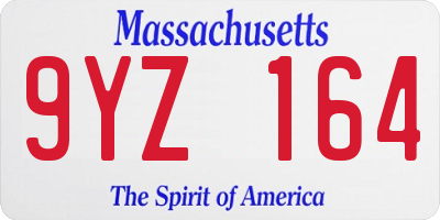 MA license plate 9YZ164