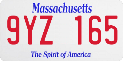 MA license plate 9YZ165