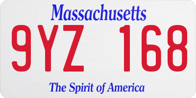 MA license plate 9YZ168