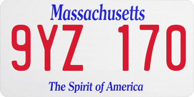 MA license plate 9YZ170