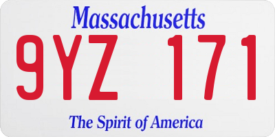 MA license plate 9YZ171