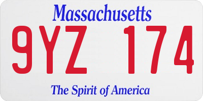 MA license plate 9YZ174