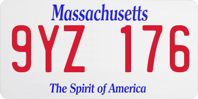 MA license plate 9YZ176