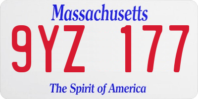 MA license plate 9YZ177