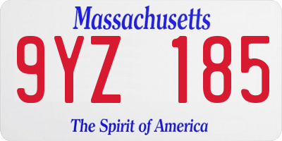 MA license plate 9YZ185