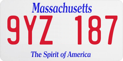 MA license plate 9YZ187