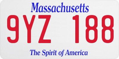 MA license plate 9YZ188