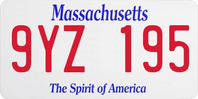 MA license plate 9YZ195