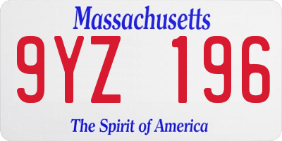 MA license plate 9YZ196