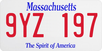 MA license plate 9YZ197