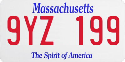 MA license plate 9YZ199