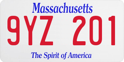 MA license plate 9YZ201