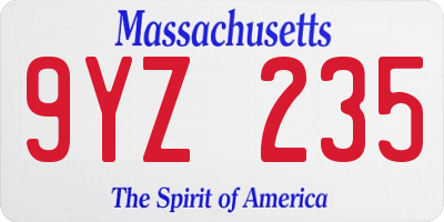 MA license plate 9YZ235