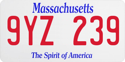 MA license plate 9YZ239