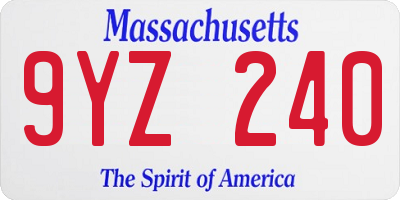 MA license plate 9YZ240