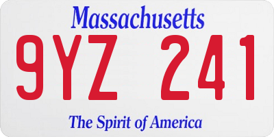 MA license plate 9YZ241