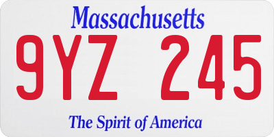 MA license plate 9YZ245