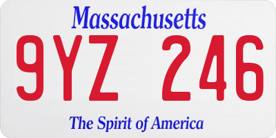 MA license plate 9YZ246