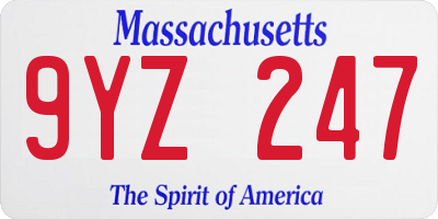 MA license plate 9YZ247