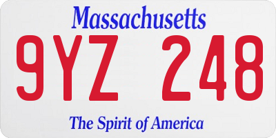 MA license plate 9YZ248