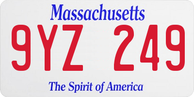 MA license plate 9YZ249