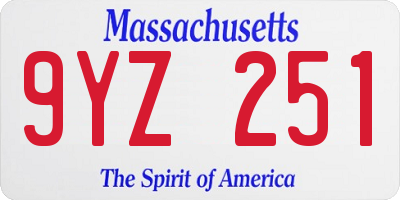 MA license plate 9YZ251